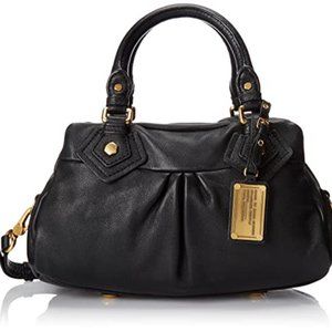 MARC BY MARC JACOBS Black and Gold Leather Satchel